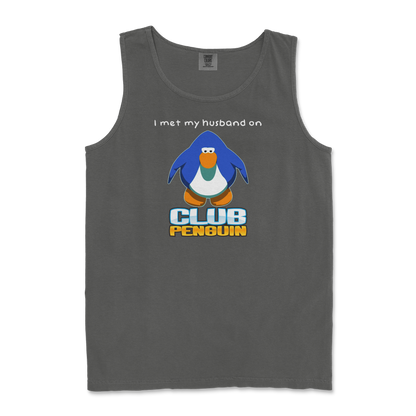 Comfort Colors Tank Top Club Penguin Husband  in Pepper