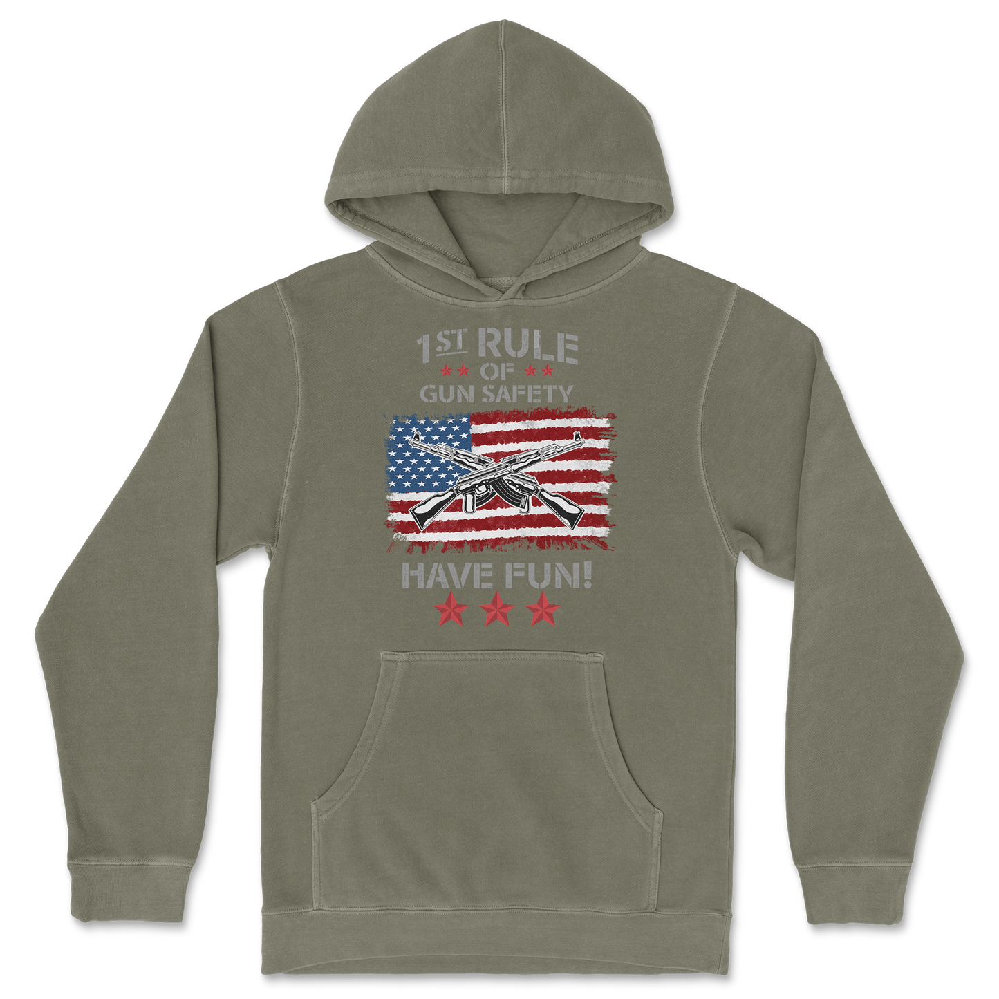 Independent Clothing Co. Hoodie 1st Rule of Gun Safety in Olive