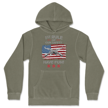 Independent Clothing Co. Hoodie 1st Rule of Gun Safety in Olive