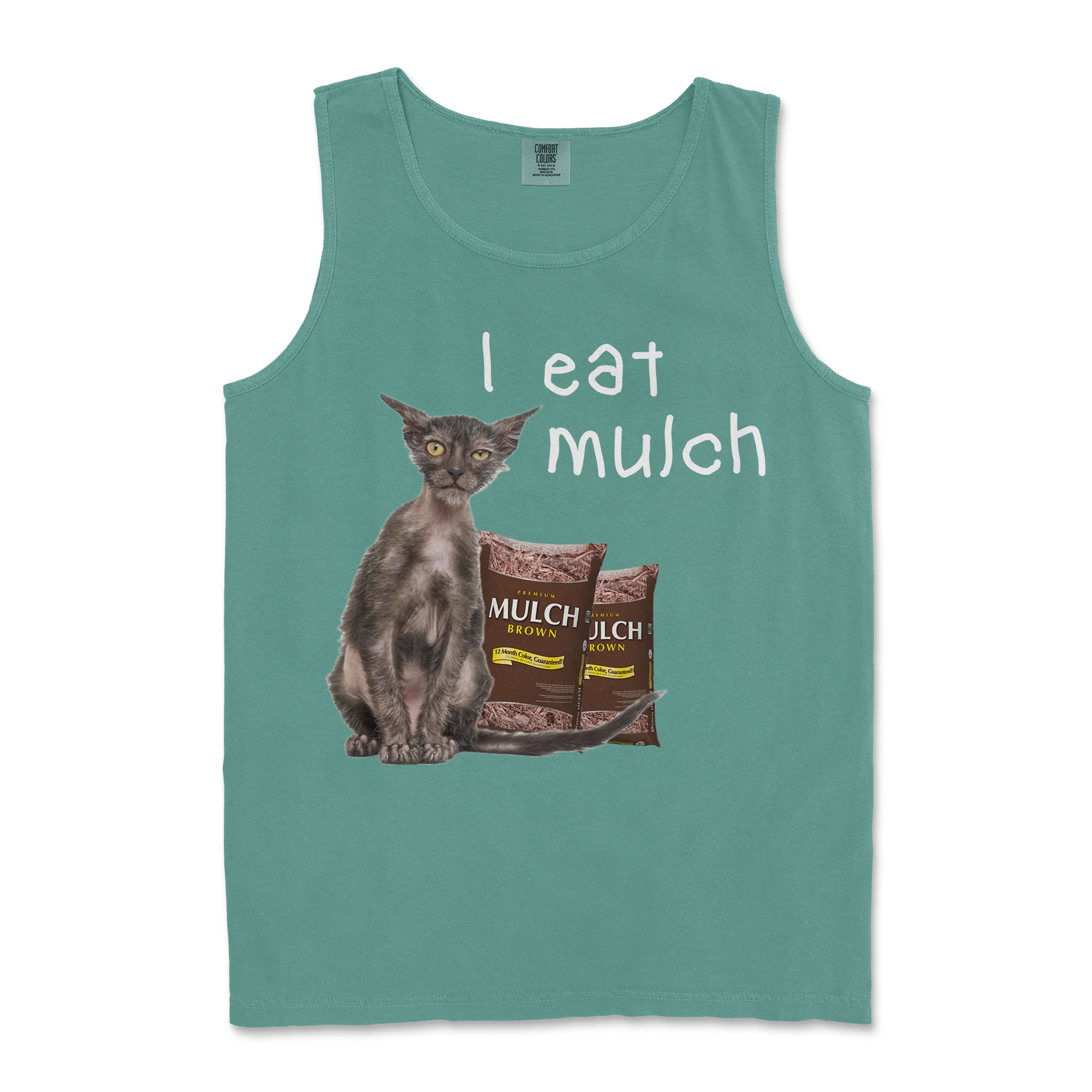 Comfort Colors Tank Top I Eat Mulch in LightGreen