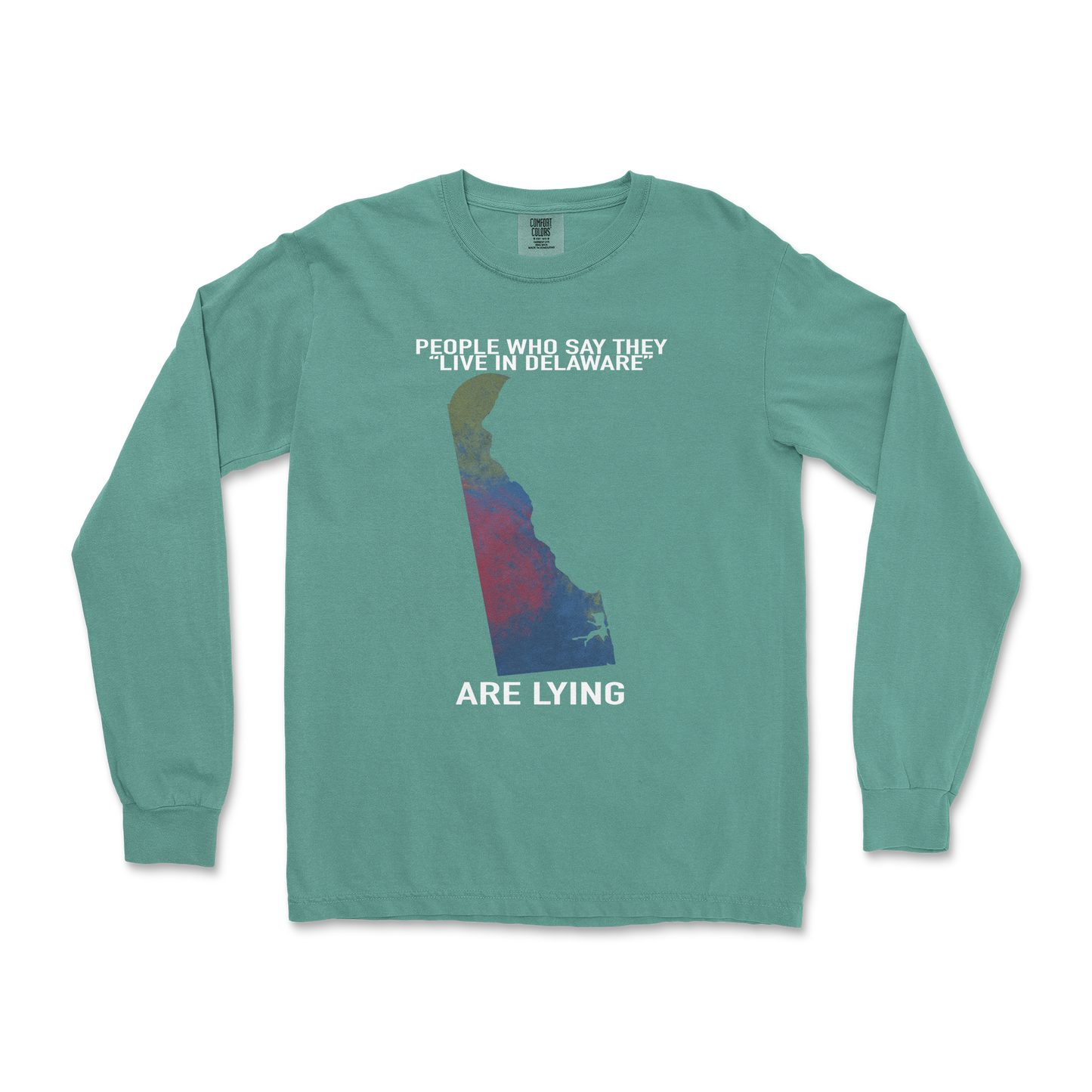 Comfort Colors Long Sleeve Delaware Doesnt Exist in LightGreen