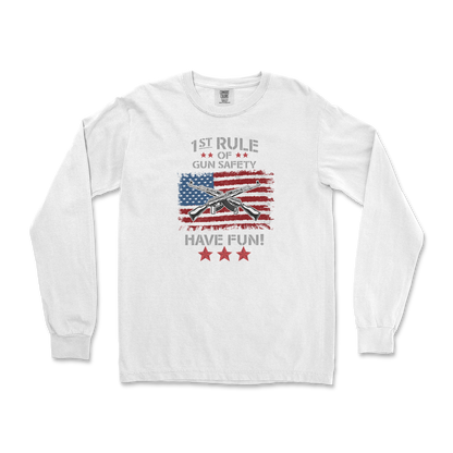 Comfort Colors Long Sleeve 1st Rule of Gun Safety in White