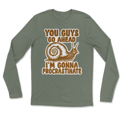 The Nice Shirt Long Sleeve Procrastinating Snail  in Military-Green