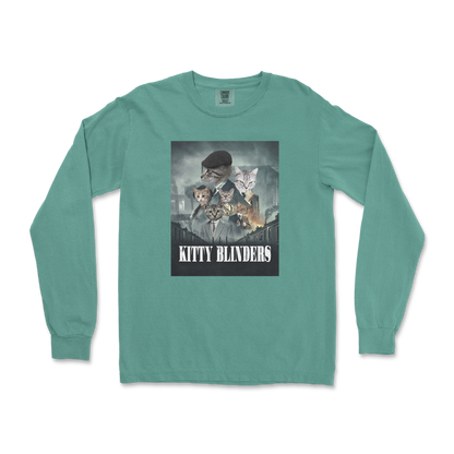 Comfort Colors Long Sleeve Kitty Blinders in LightGreen