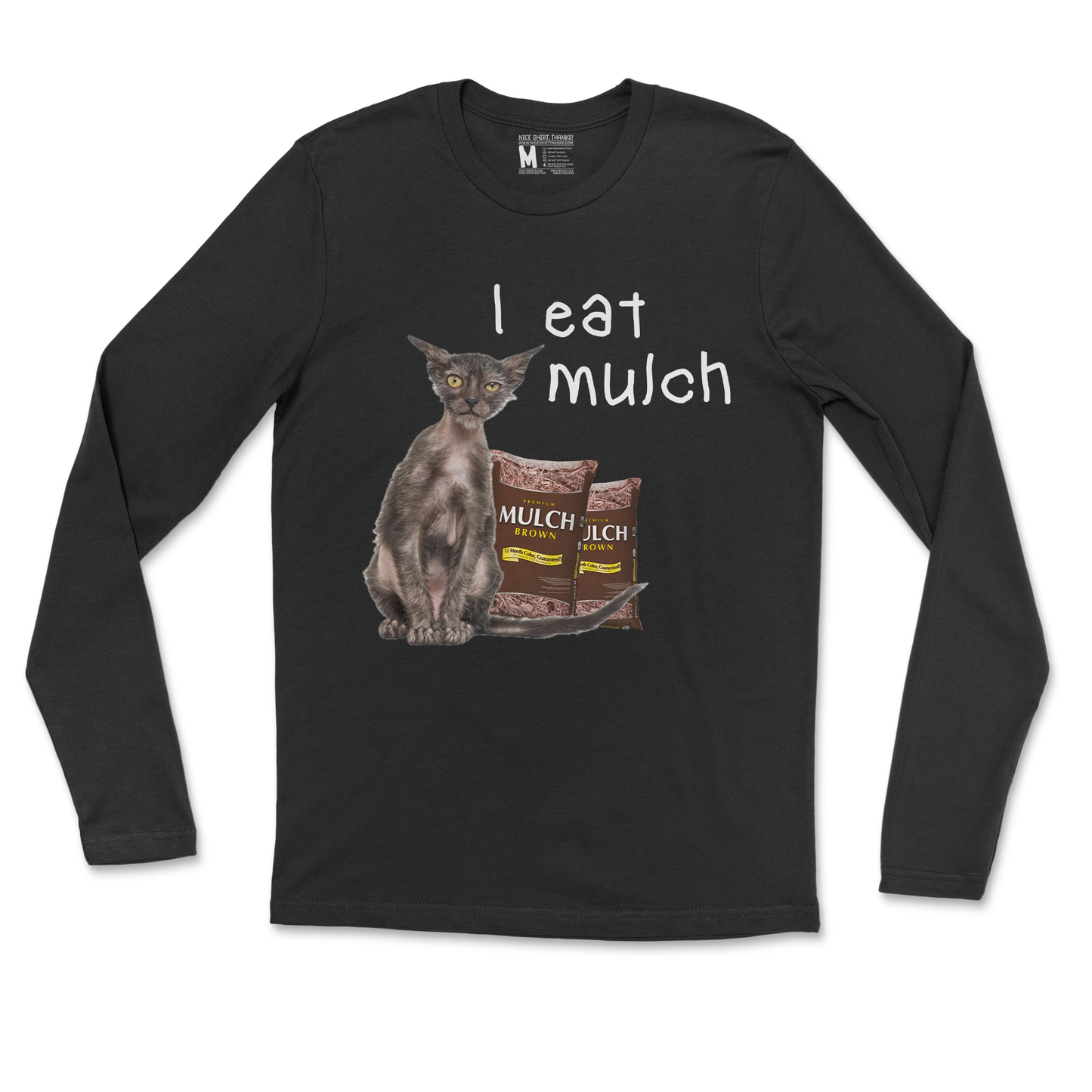 Gildan SoftStyle Long Sleeve I Eat Mulch in Black