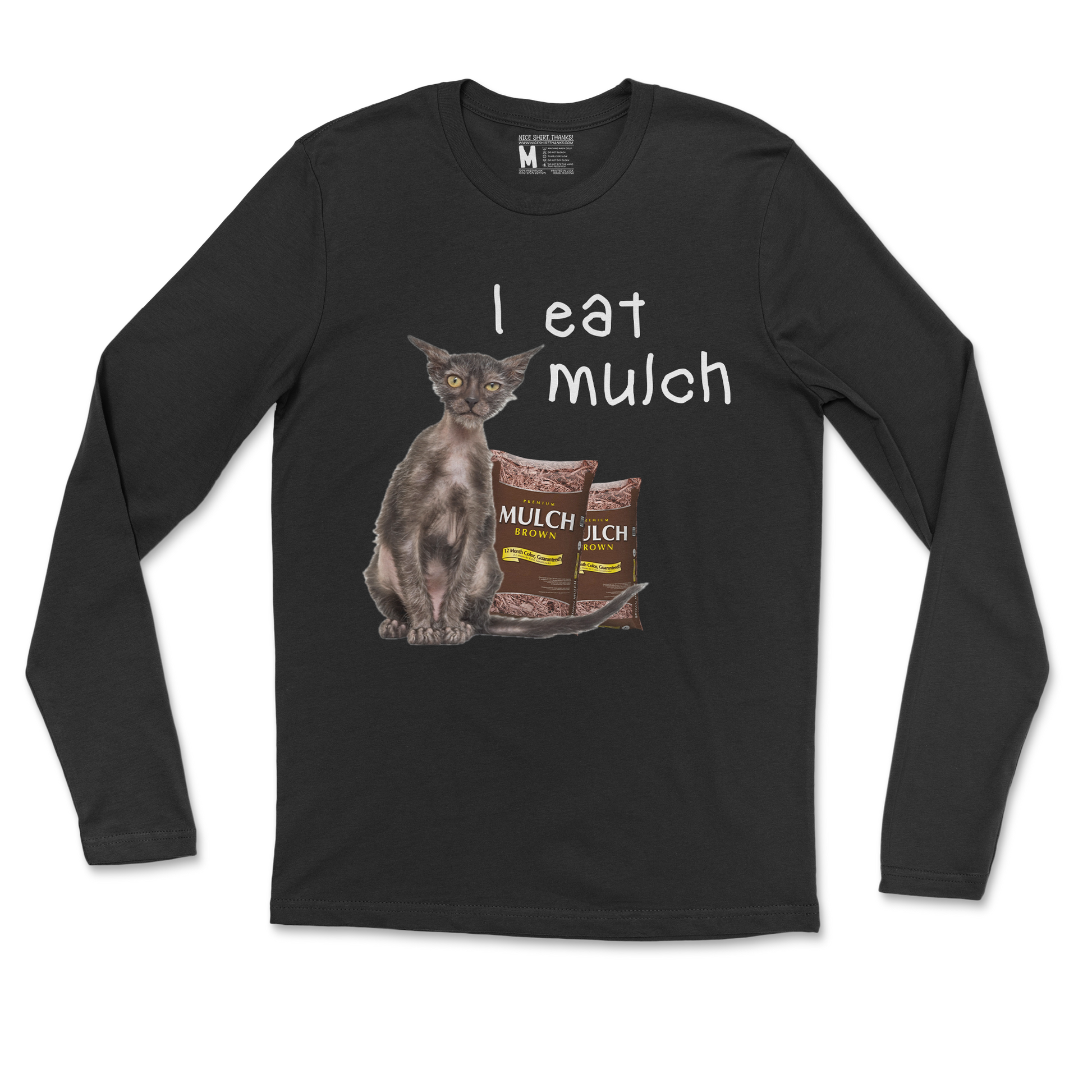 Gildan SoftStyle Long Sleeve I Eat Mulch in Black