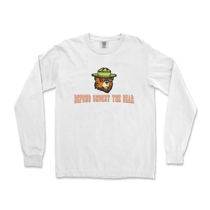 Comfort Colors Long Sleeve Defund Smokey Bear in White