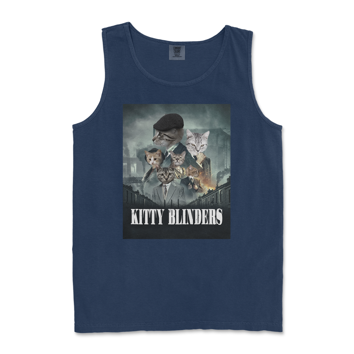 Comfort Colors Tank Top Kitty Blinders in TrueNavy