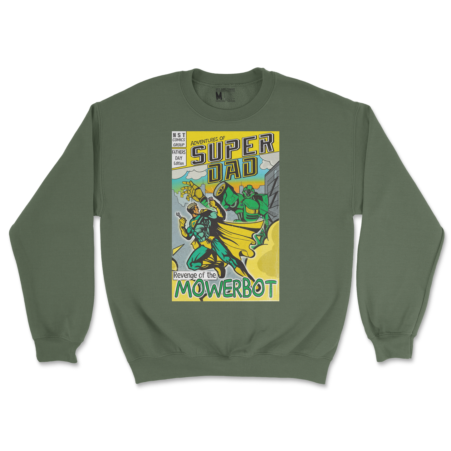 Gildan SoftStyle Crew Neck Super Dad in Military-Green