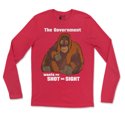 Gildan SoftStyle Long Sleeve The Government Hates Me  in Red