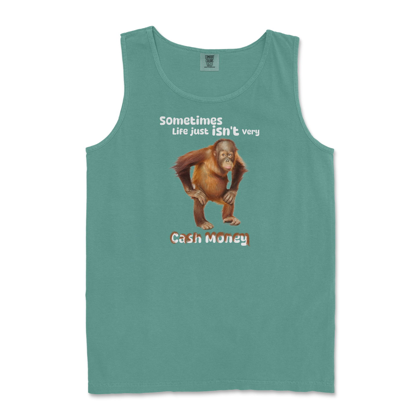 Comfort Colors Tank Top Cash Money Monkey  in Light-Green