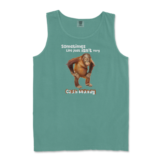 Comfort Colors Tank Top Cash Money Monkey  in Light-Green