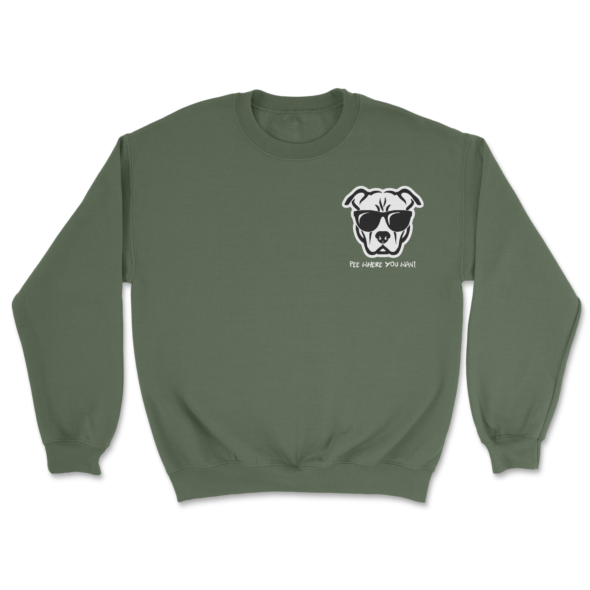 The Nice Shirt Crew Neck Pee Where You Want  in Military-Green