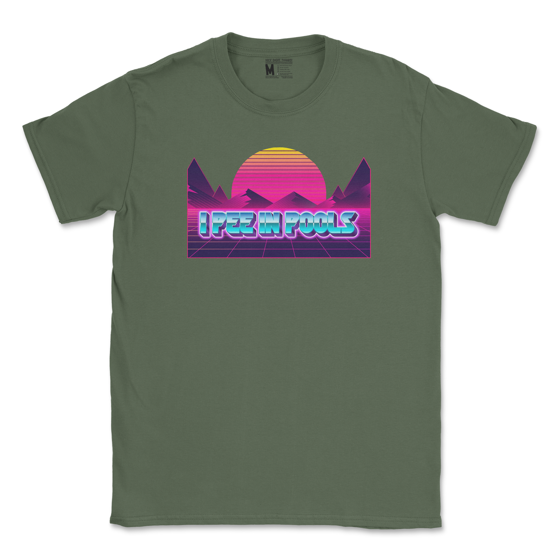 Gildan SoftStyle T-Shirt I Pee in Pools in Military-Green