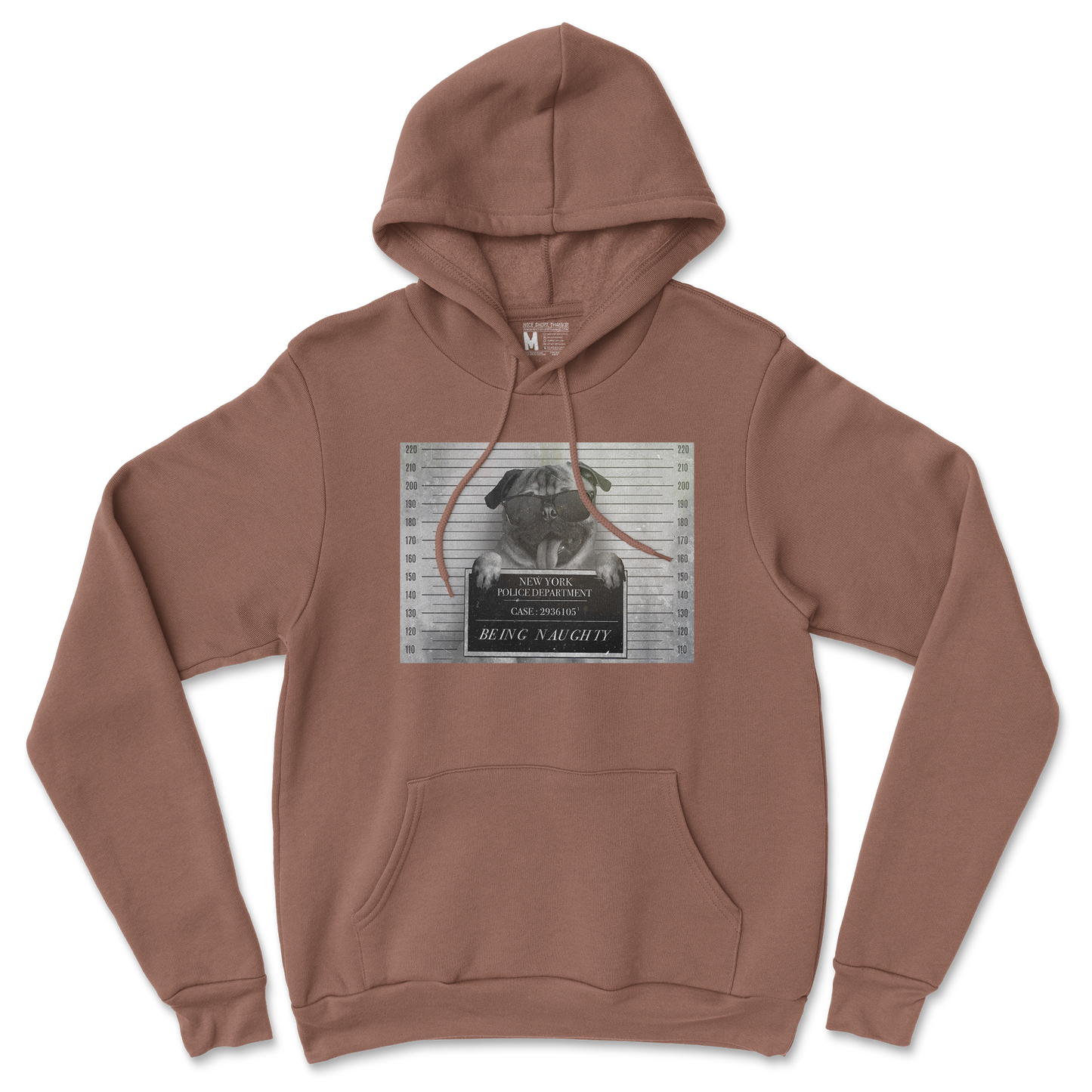 Gildan SoftStyle Hoodie Naughty Pug in Cocoa