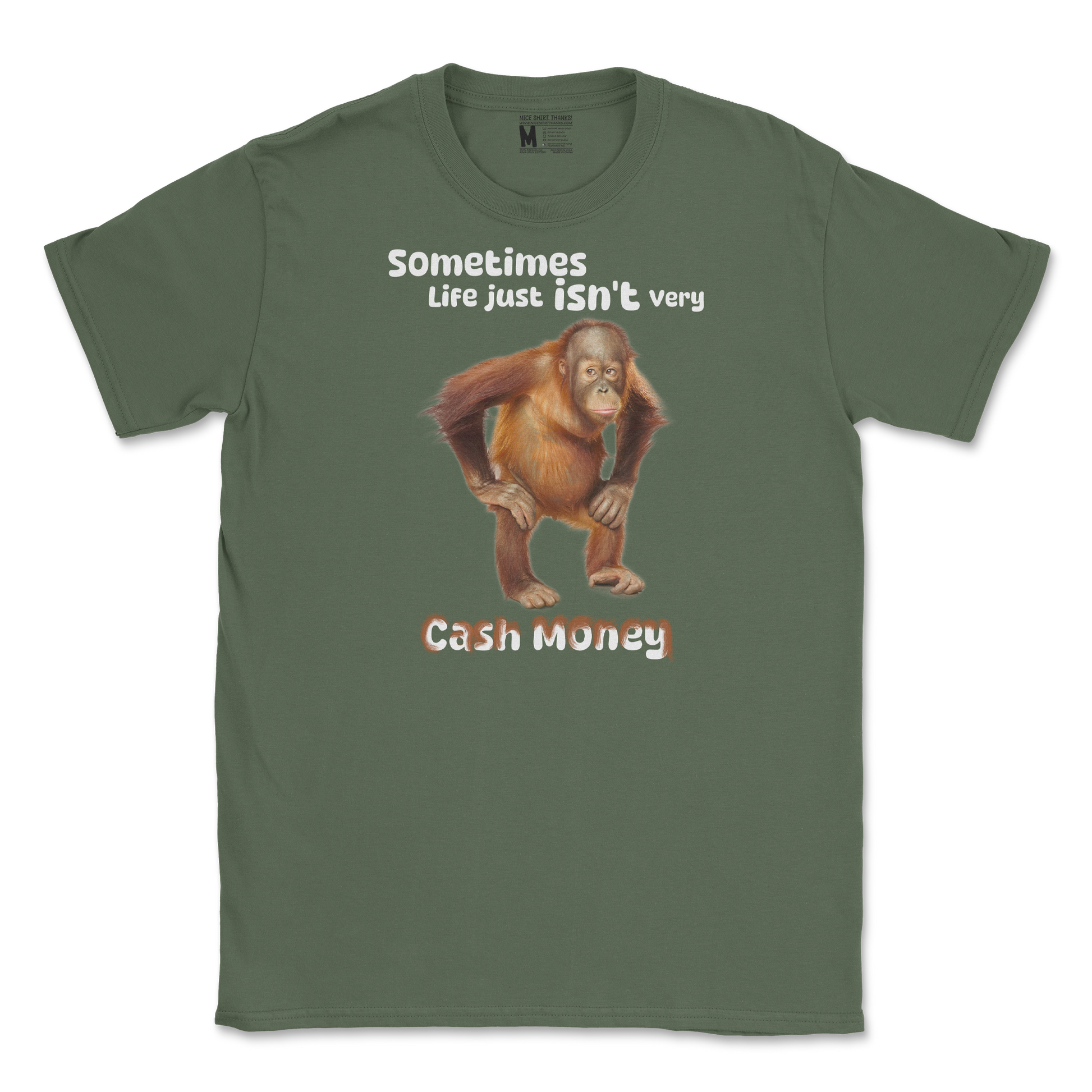 Gildan SoftStyle T-Shirt Cash Money Monkey  in Military-Green