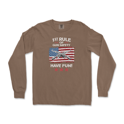 Comfort Colors Long Sleeve 1st Rule of Gun Safety in Espresso