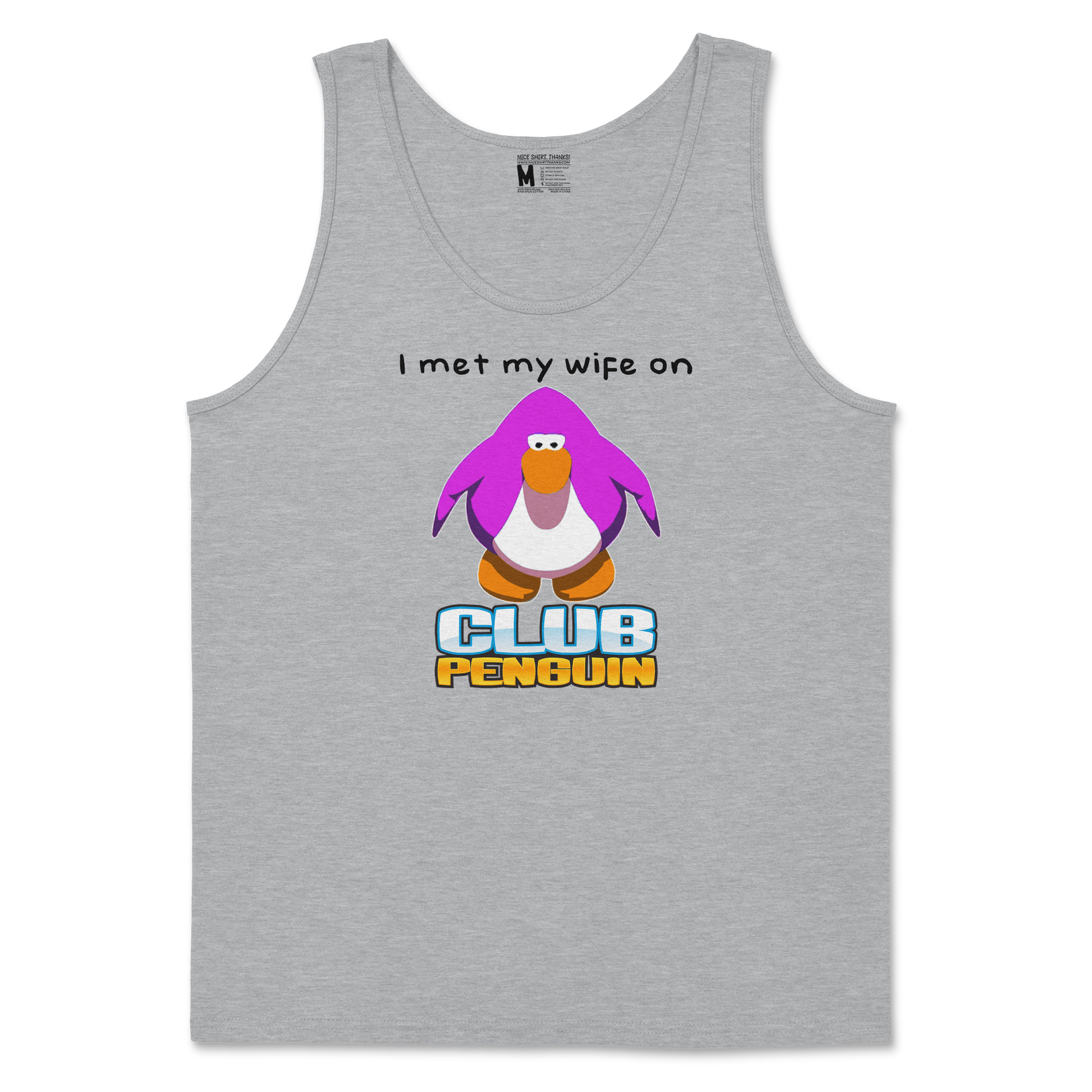 Gildan SoftStyle Tank Top Club Penguin Wife  in Sport-Grey