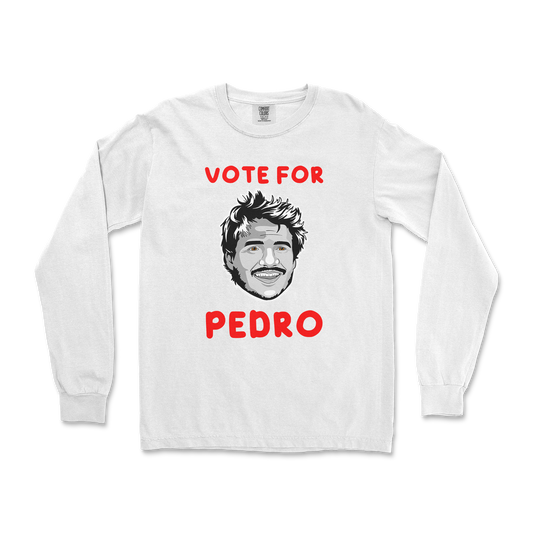 Comfort Colors Long Sleeve Vote For Pedro in White