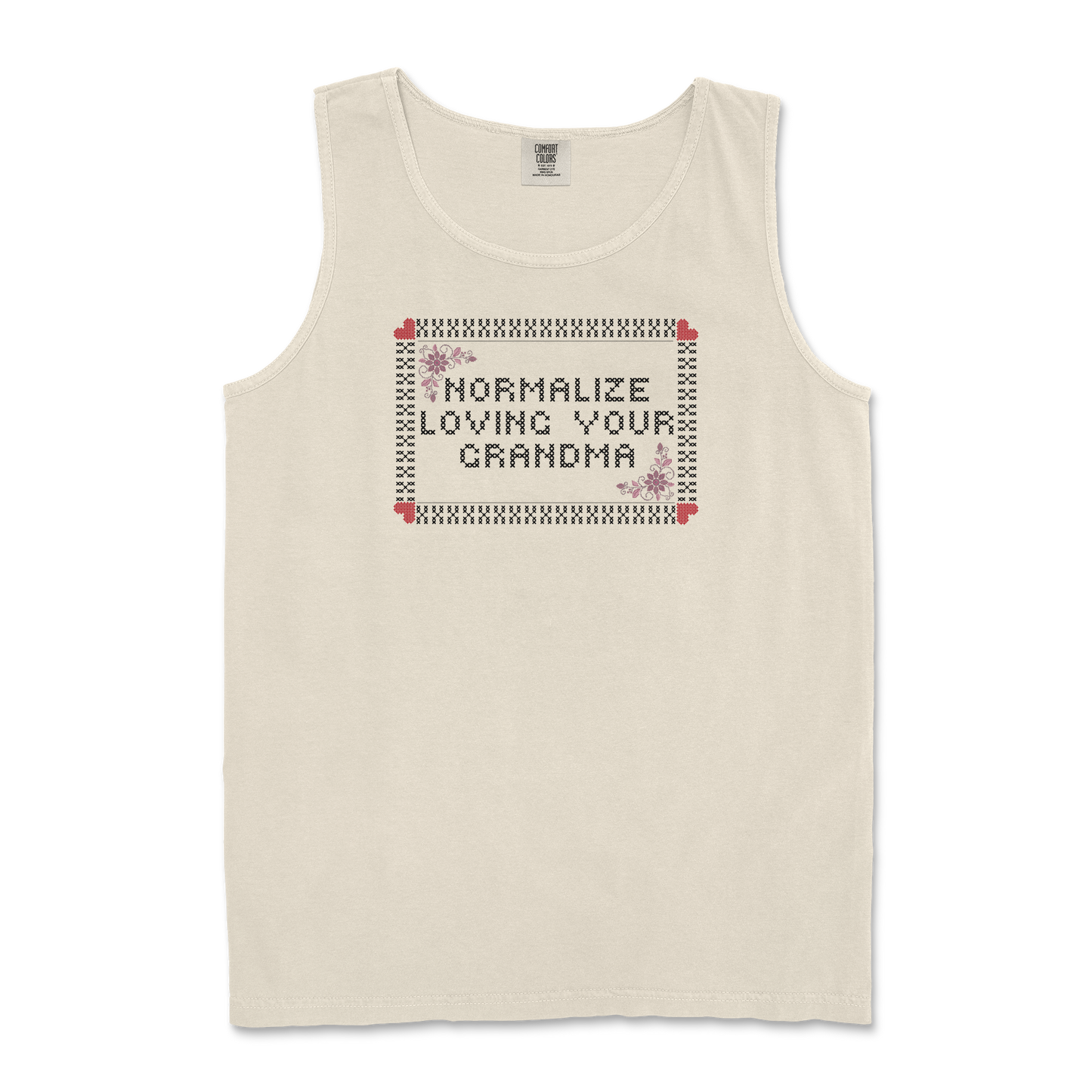 Comfort Colors Tank Top Cross Stitch in Ivory