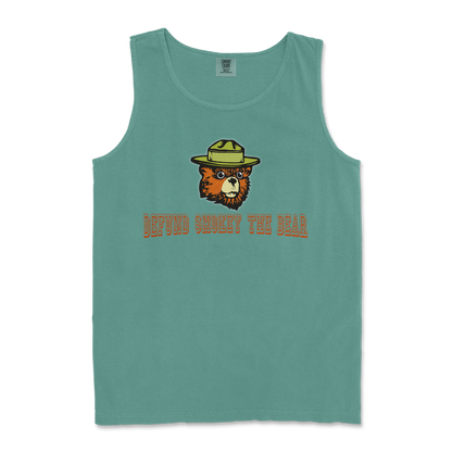 Comfort Colors Tank Top Defund Smokey Bear in Light Green