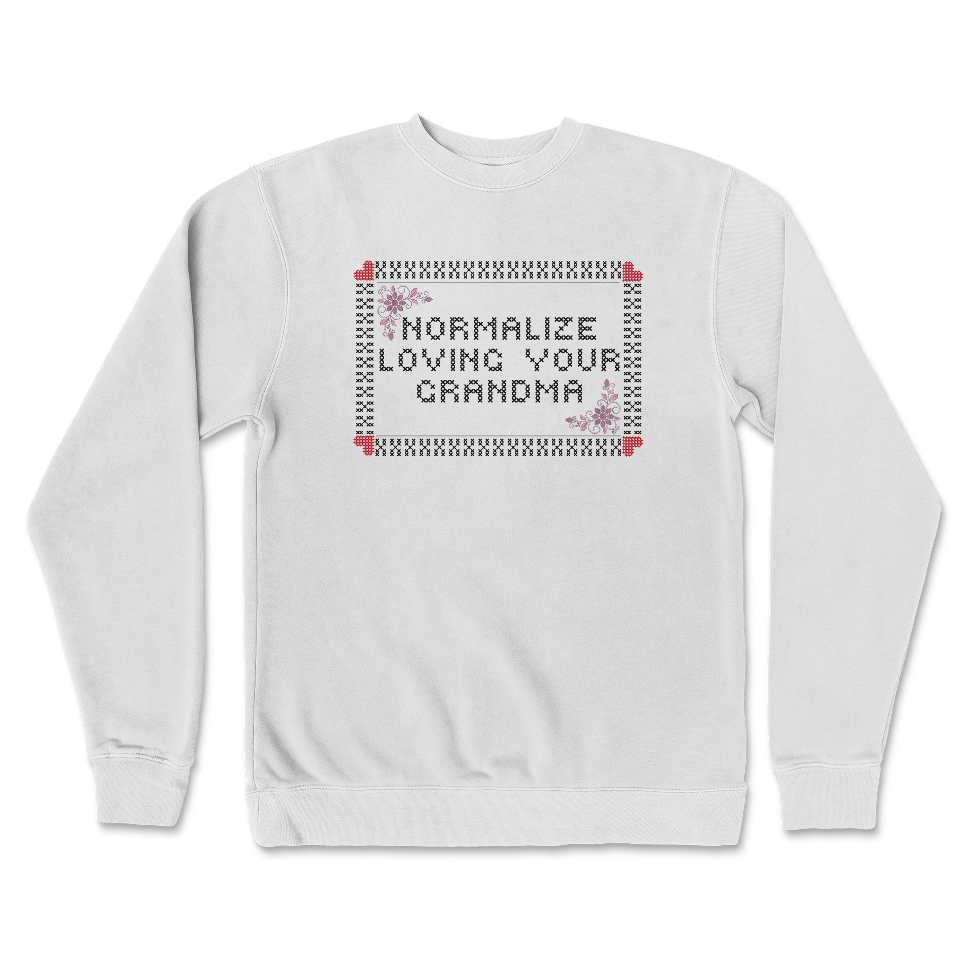 Independent Clothing Co. Crew Neck Cross Stitch in White