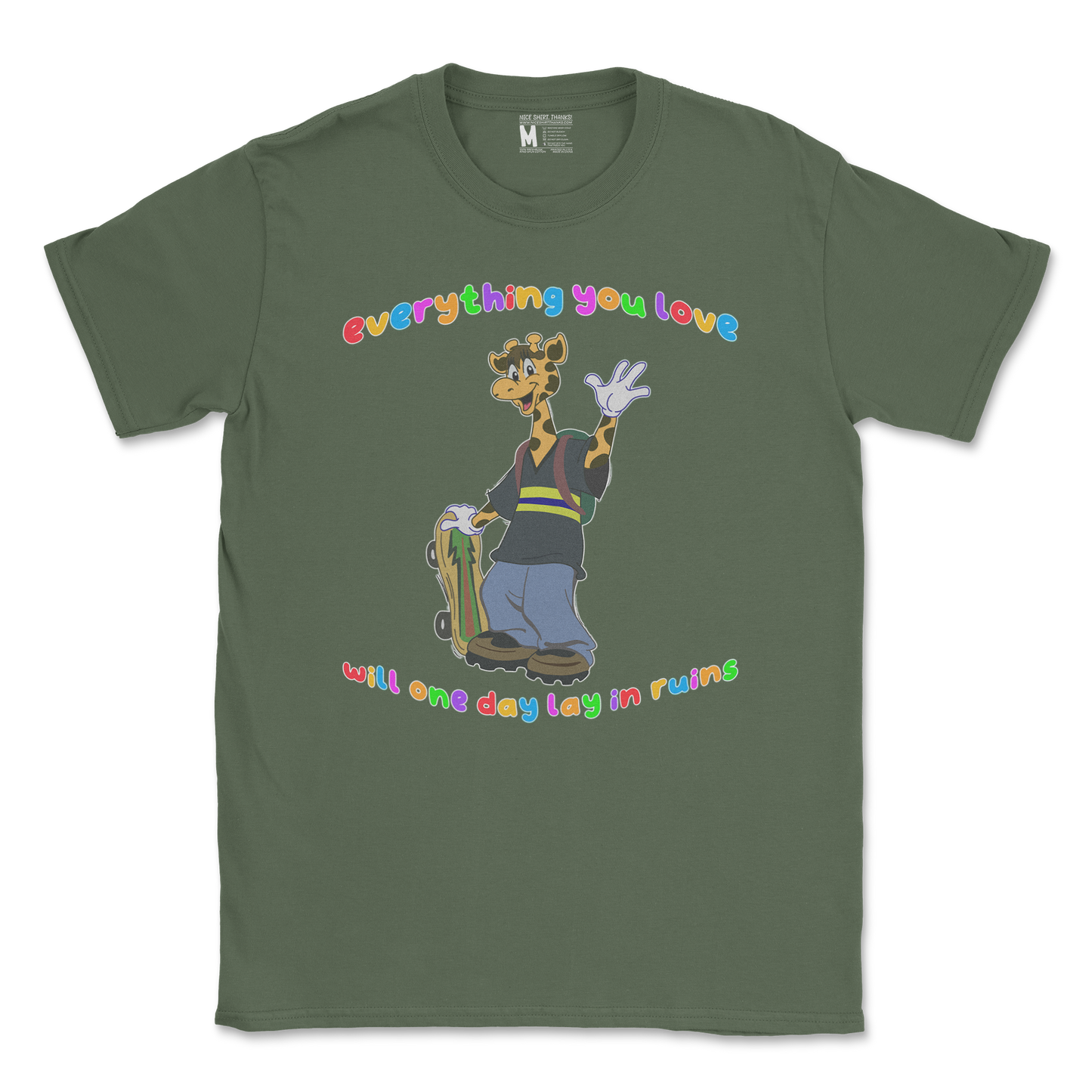 Gildan SoftStyle T-Shirt Jerry the Giraffe in Military Green