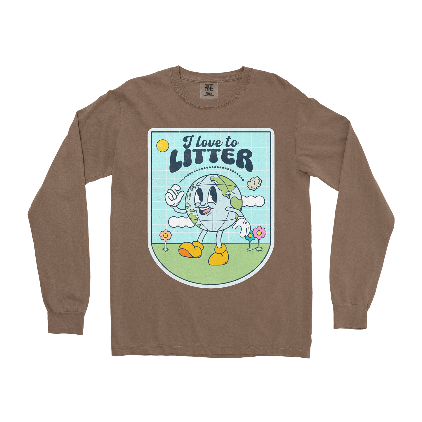 Comfort Colors Long Sleeve Earth Day in Espresso