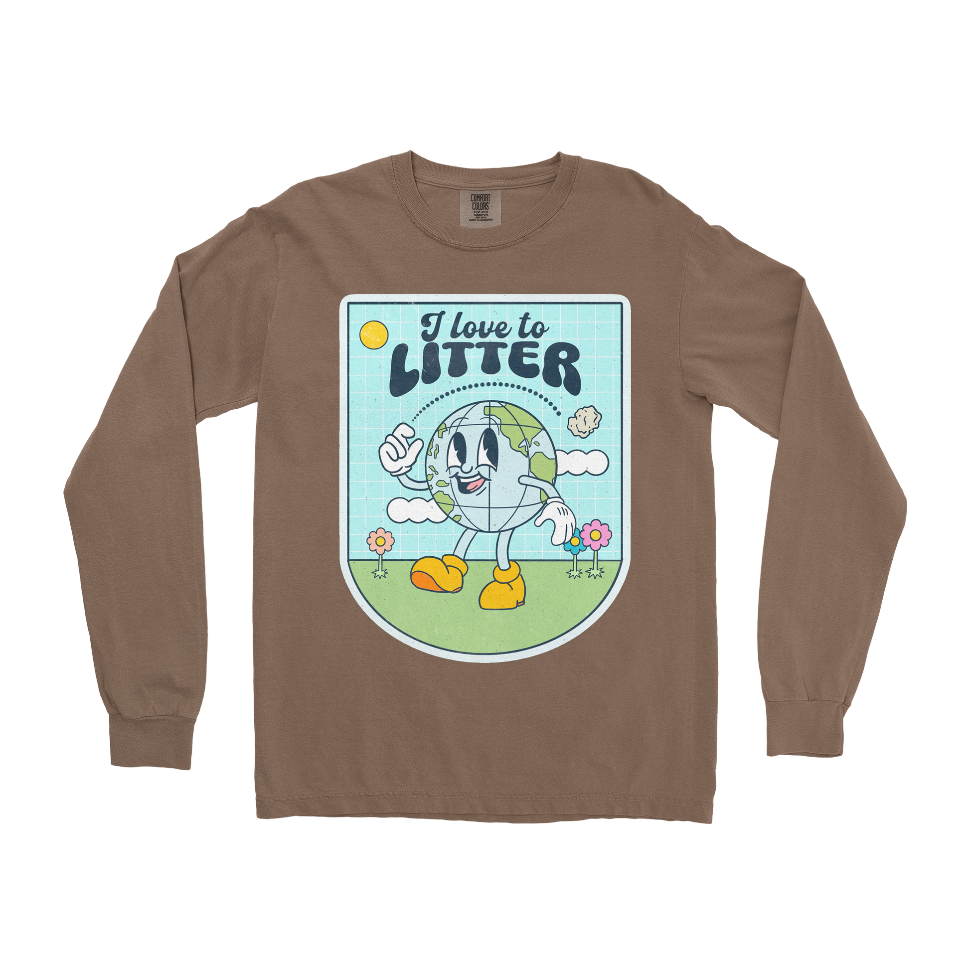 Comfort Colors Long Sleeve Earth Day in Espresso