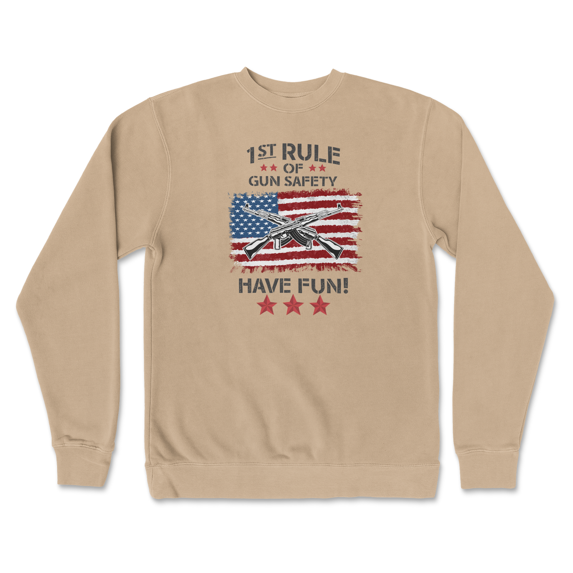 Independent Clothing Co. Crew Neck 1st Rule of Gun Safety in Sandstone