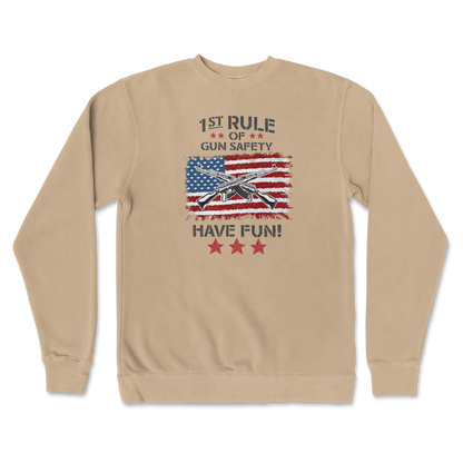 Independent Clothing Co. Crew Neck 1st Rule of Gun Safety in Sandstone