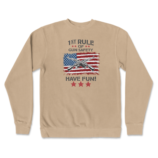 Independent Clothing Co. Crew Neck 1st Rule of Gun Safety in Sandstone