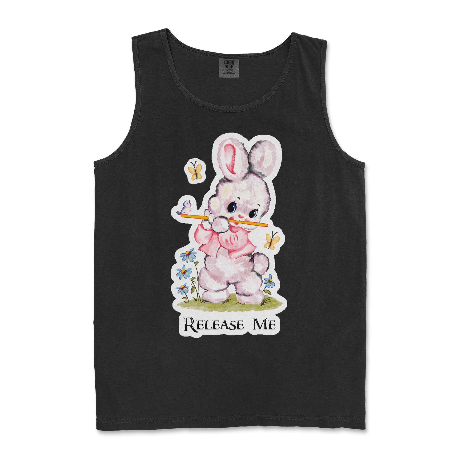 Comfort Colors Tank Top Cute Bunny in Black