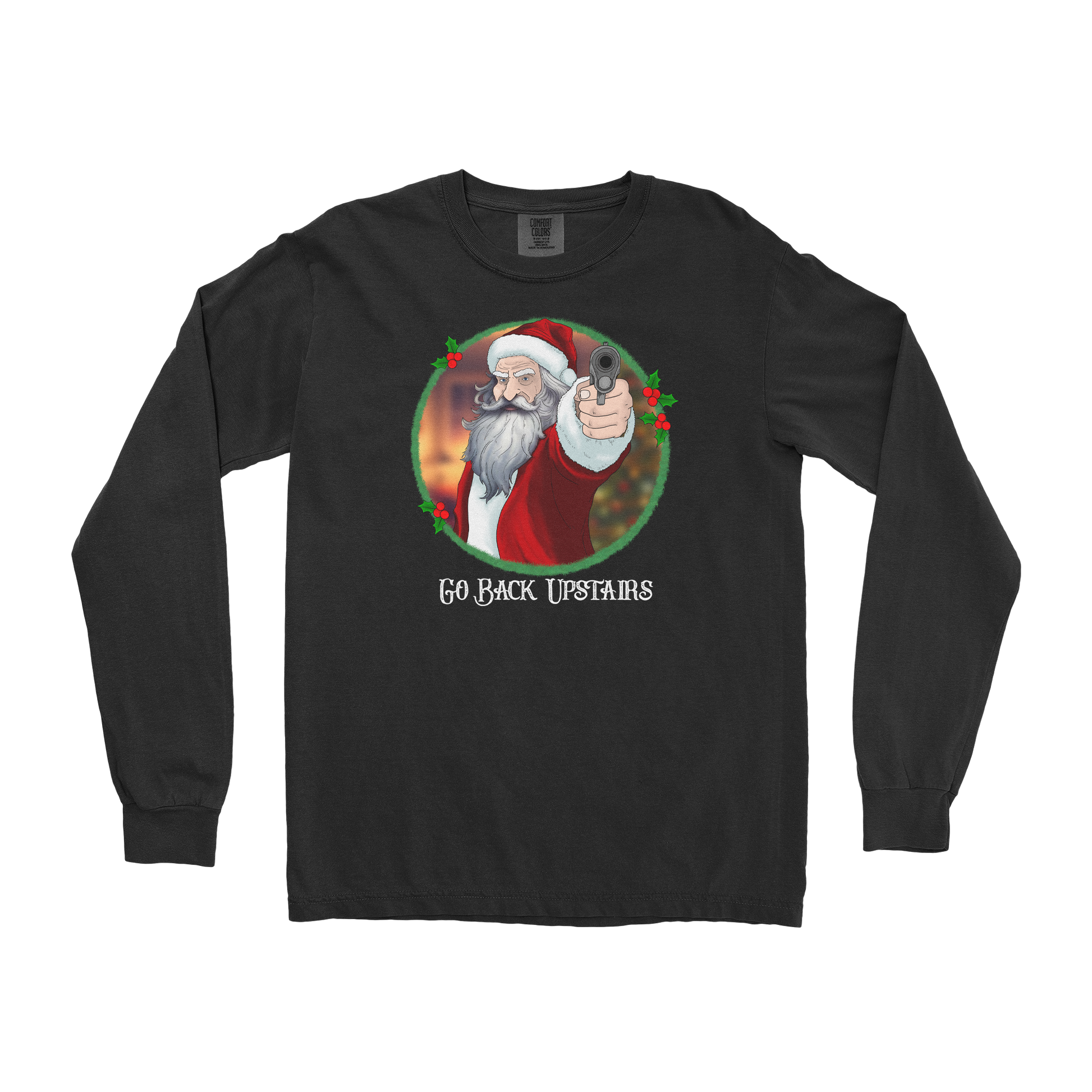 Comfort Colors Long Sleeve Angry Santa  in Black