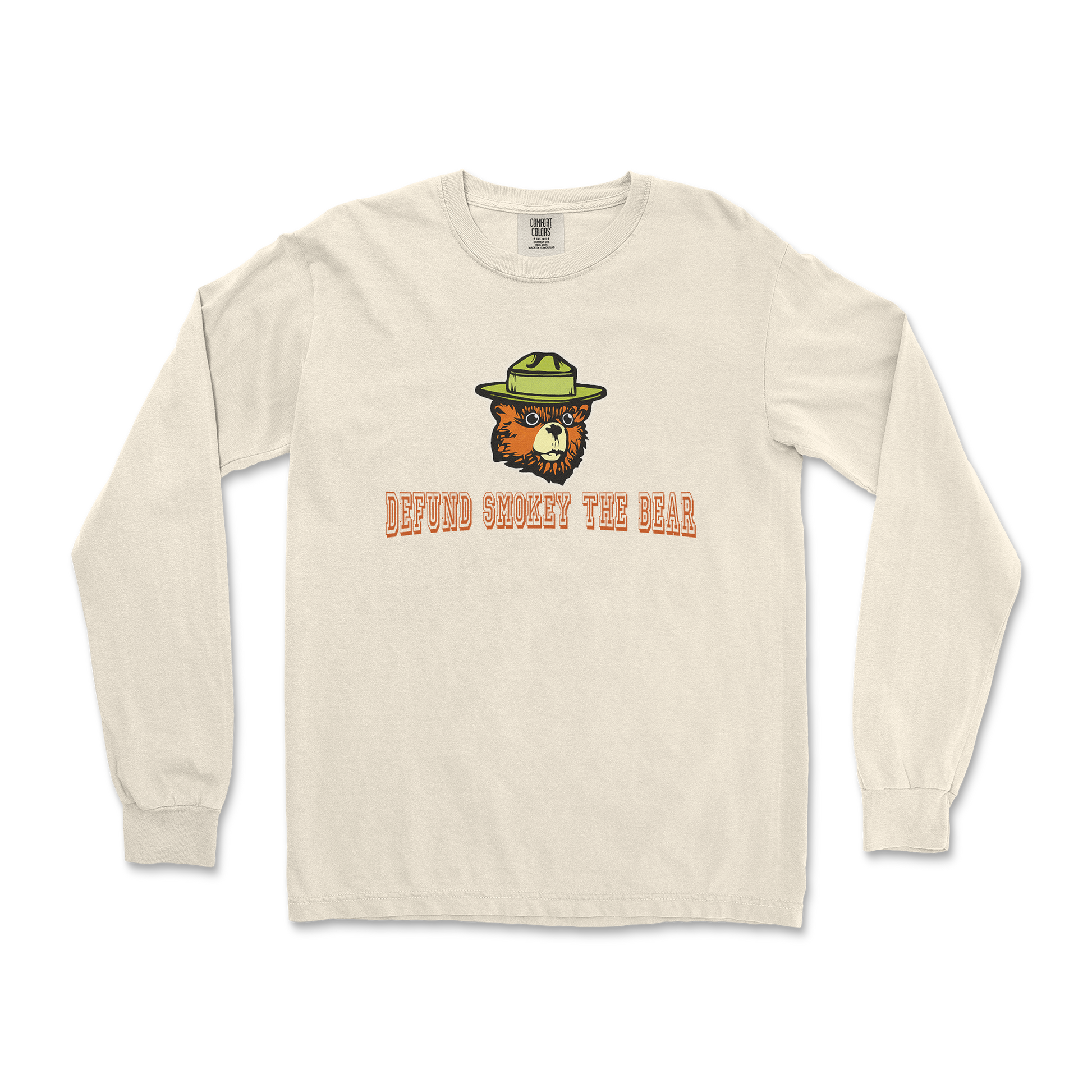 Comfort Colors Long Sleeve Defund Smokey Bear in Ivory