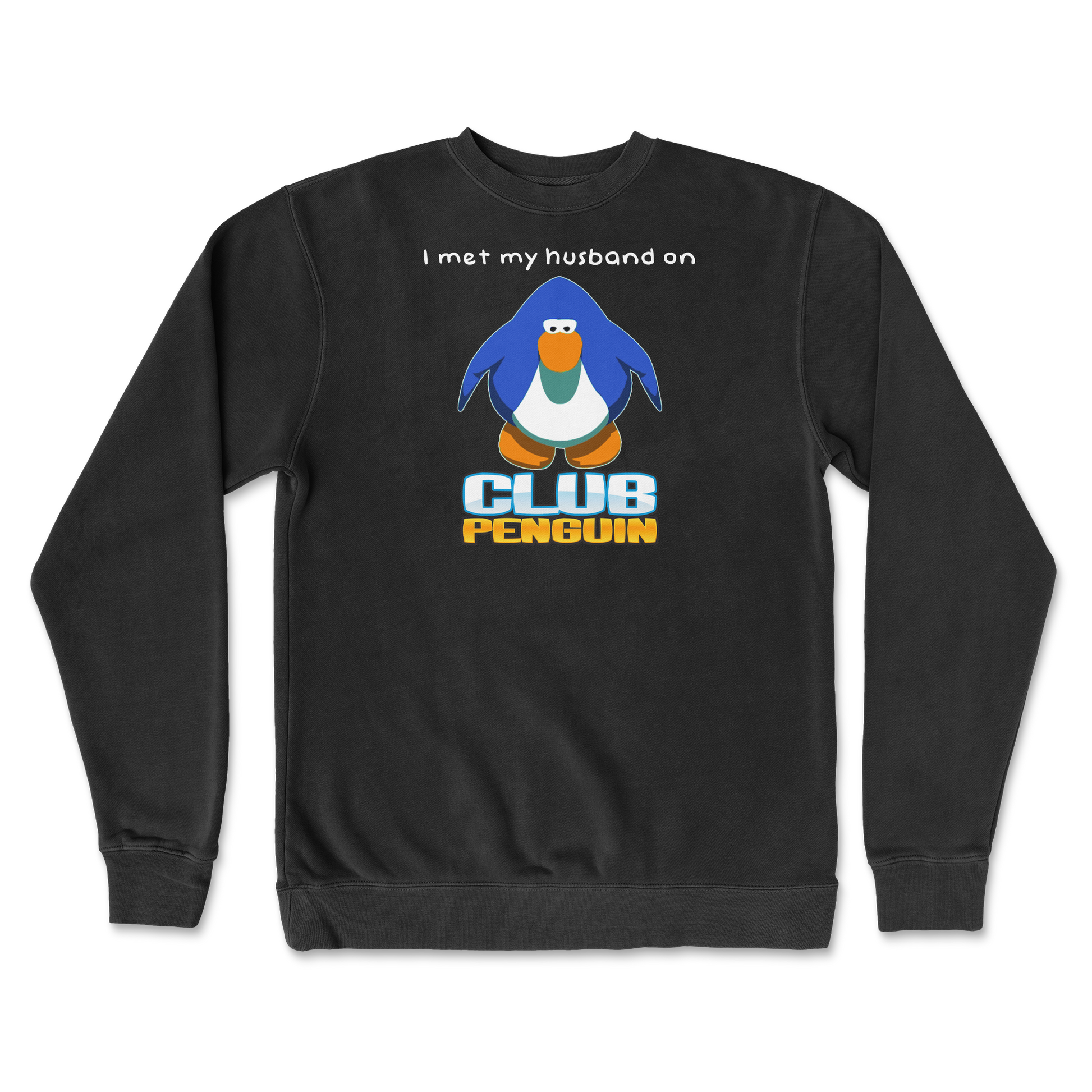 Independent Clothing Co. Crew Neck Club Penguin Husband  in Black