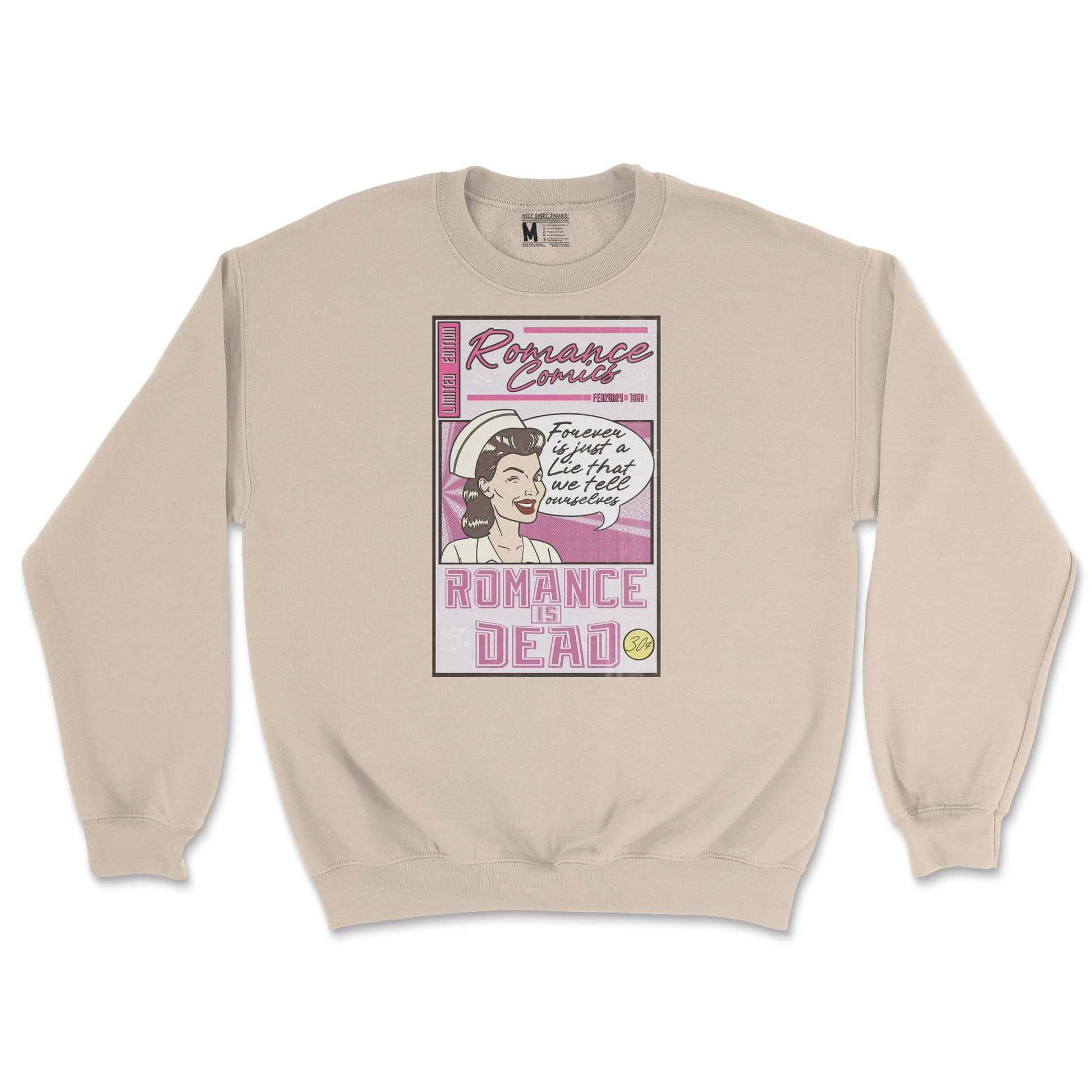 Gildan SoftStyle Crew Neck Romance is Dead in Sand