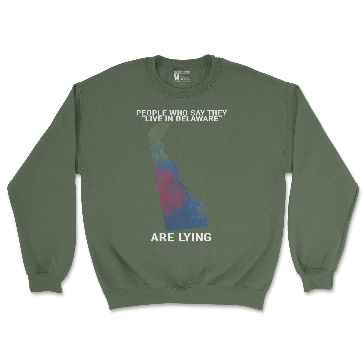 Gildan SoftStyle Crew Neck Delaware Doesnt Exist in Military Green