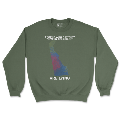 Gildan SoftStyle Crew Neck Delaware Doesnt Exist in Military Green