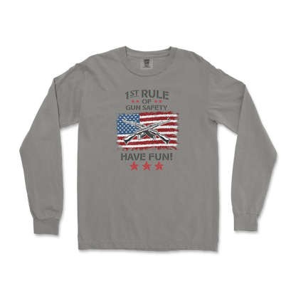 Comfort Colors Long Sleeve 1st Rule of Gun Safety in Grey