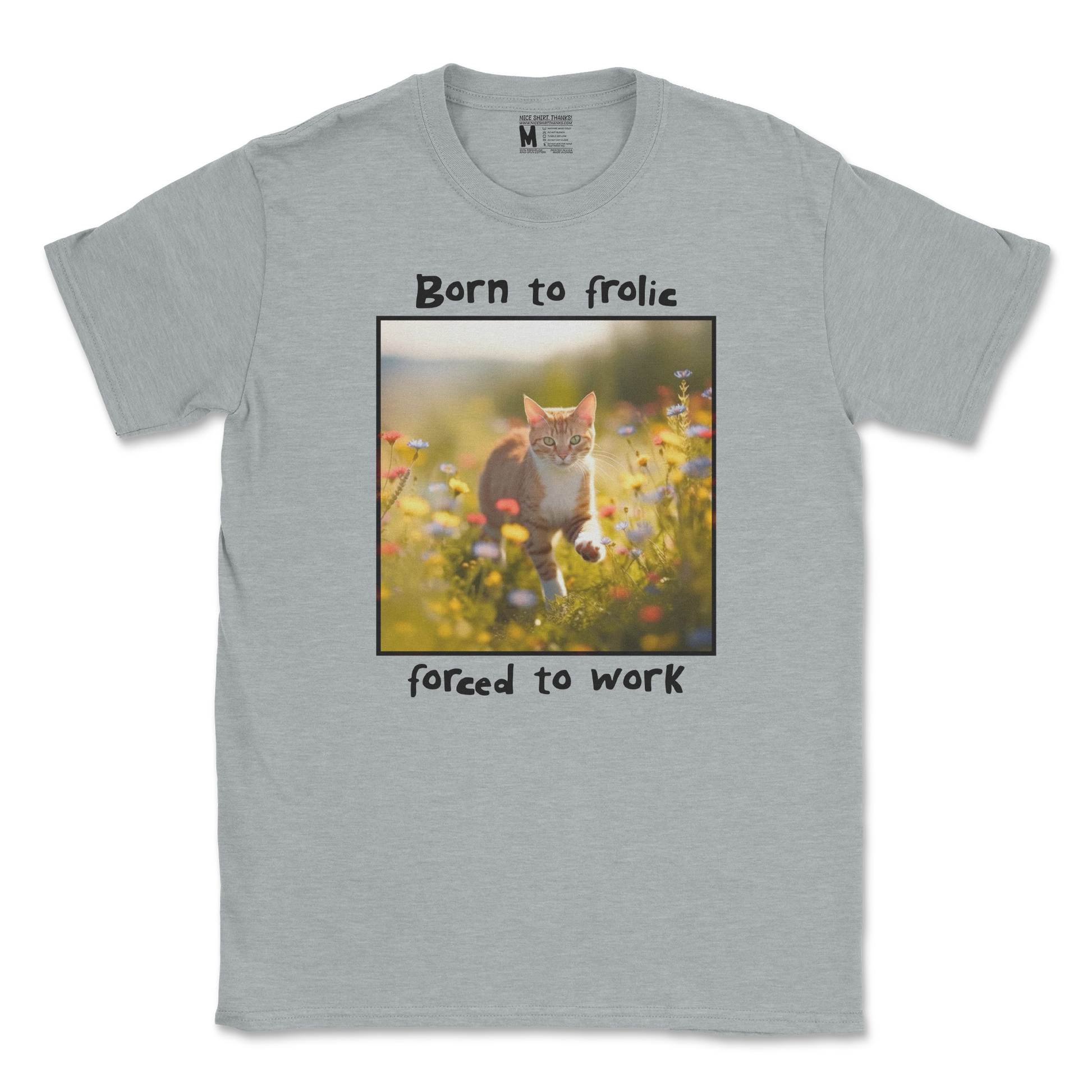 Gildan SoftStyle T-Shirt Born to Frolic  in Sport-Grey