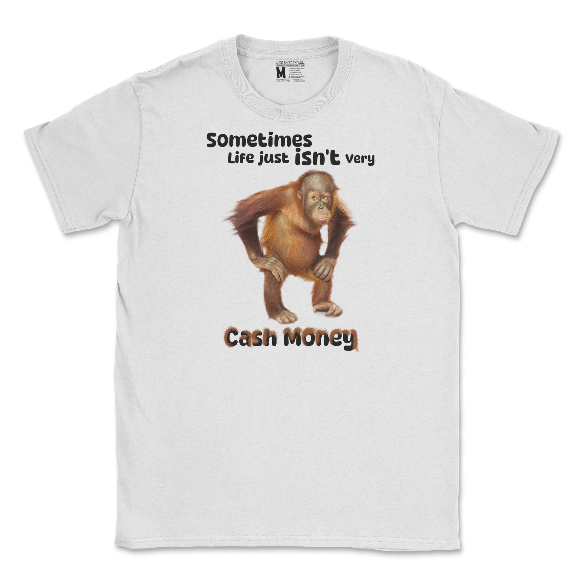 Gildan SoftStyle T-Shirt Cash Money Monkey  in White