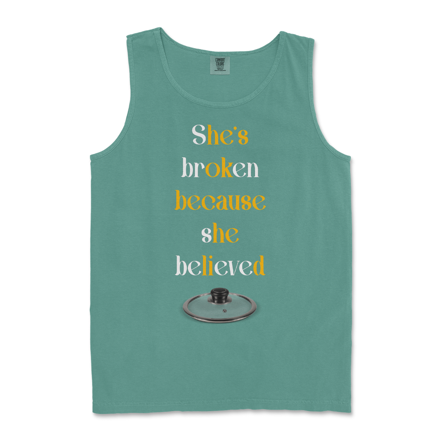 Comfort Colors Tank Top He Lid  in Light-Green