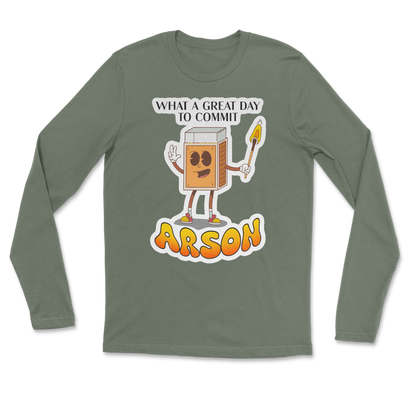 Heavy Blend Long Sleeve Commit Arson in Military Green