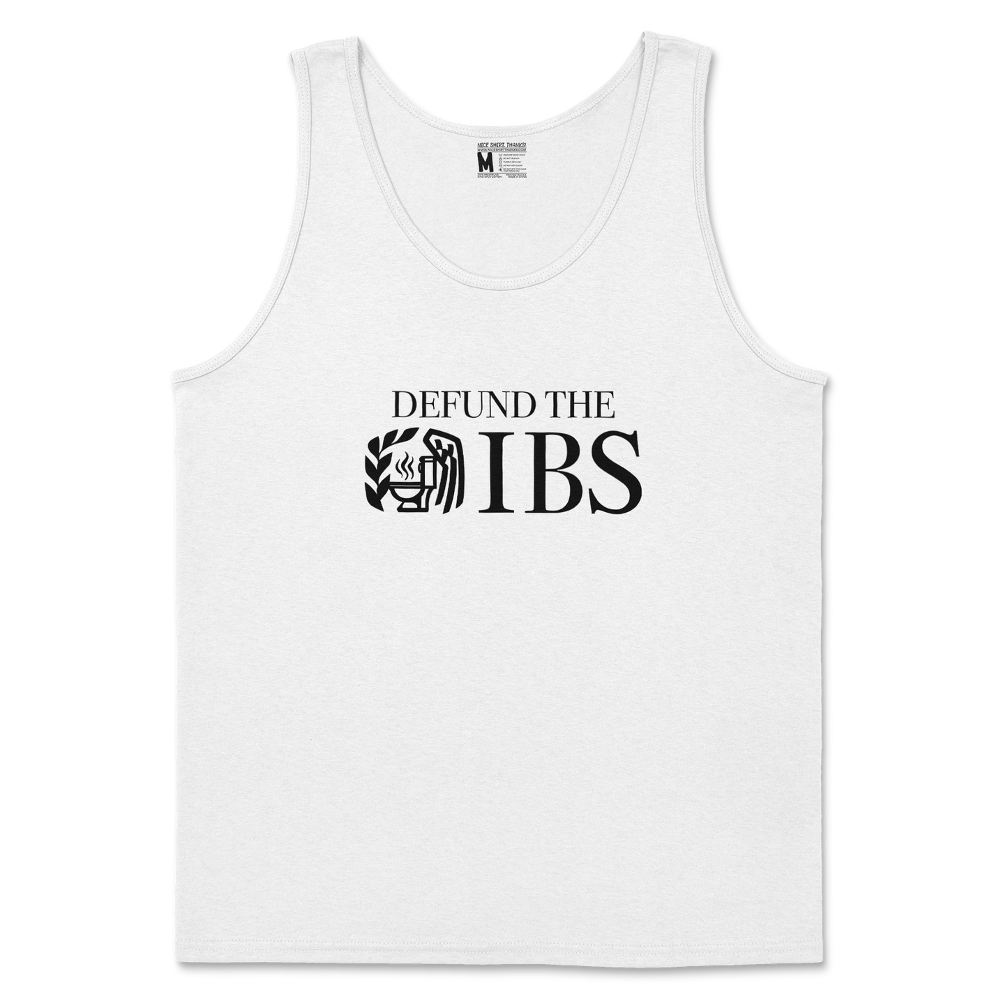 Gildan SoftStyle Tank Top Defund The IBS in White