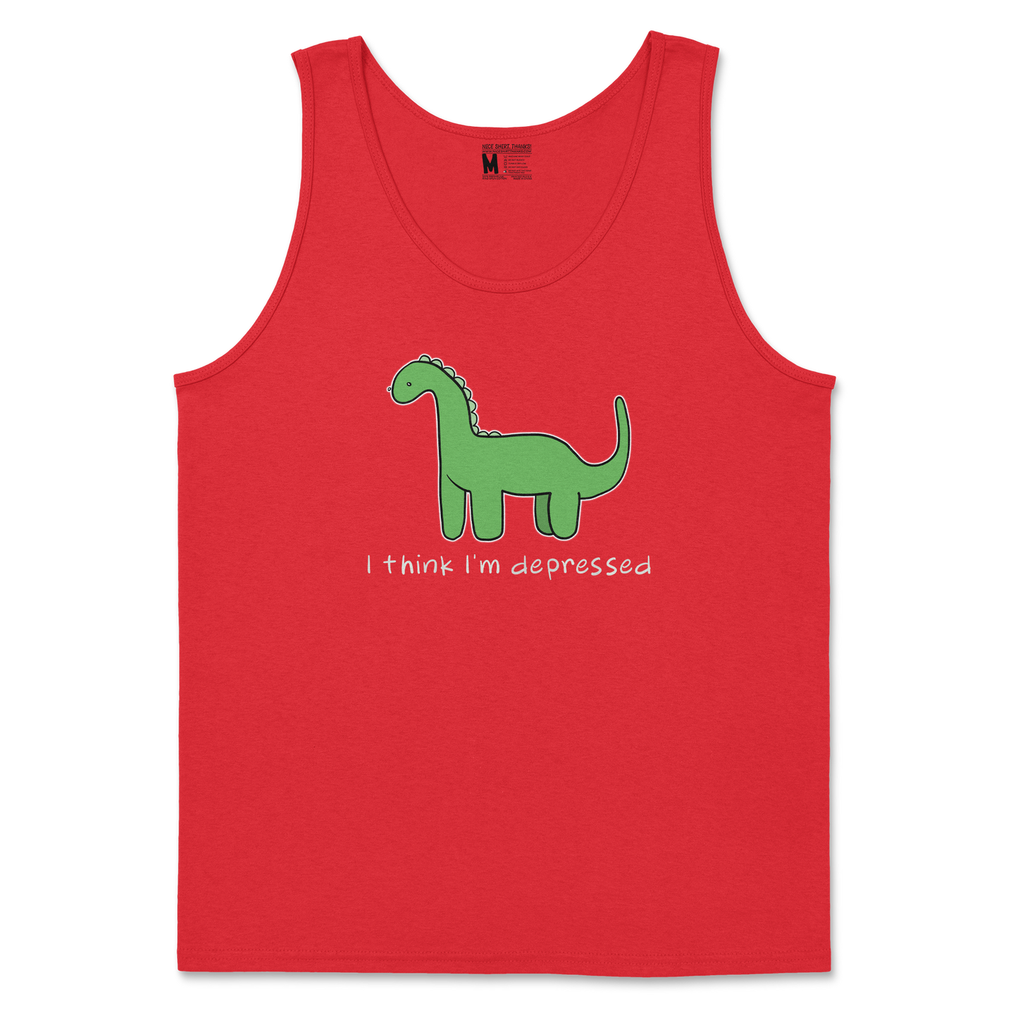 Gildan SoftStyle Tank Top Depressed Dino  in Red