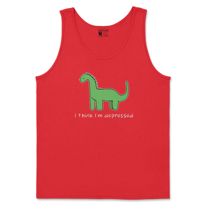 Gildan SoftStyle Tank Top Depressed Dino  in Red