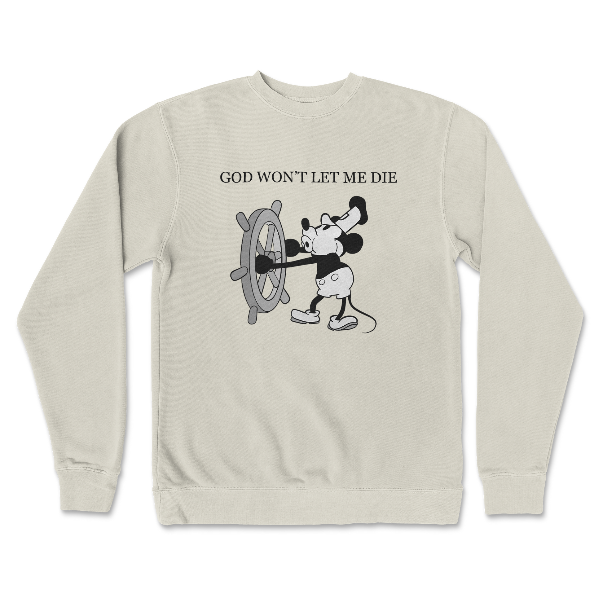 Independent Clothing Co. Crew Neck God Wont Let Me Die in Bone