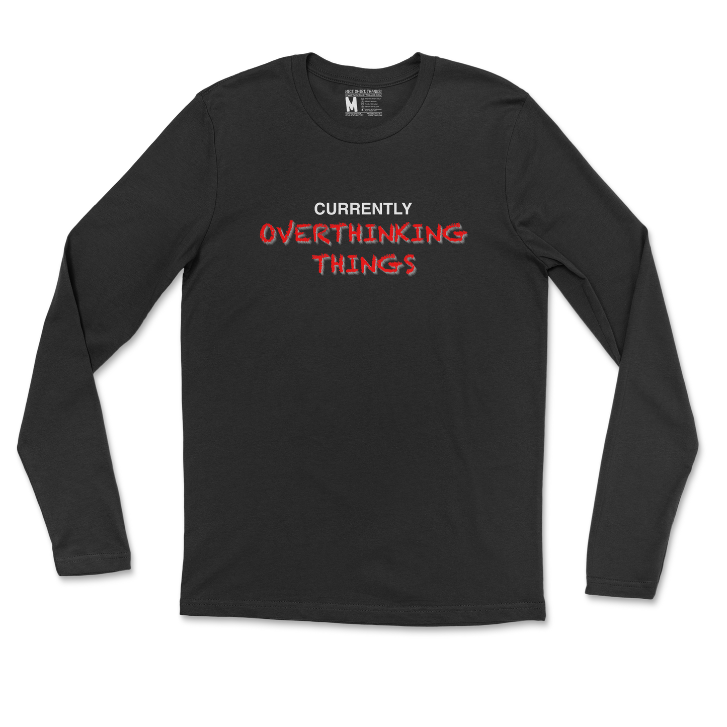 Gildan SoftStyle Long Sleeve For Our Lil Overthinker in Black