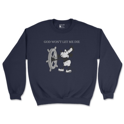 Gildan SoftStyle Crew Neck God Wont Let Me Die in Navy